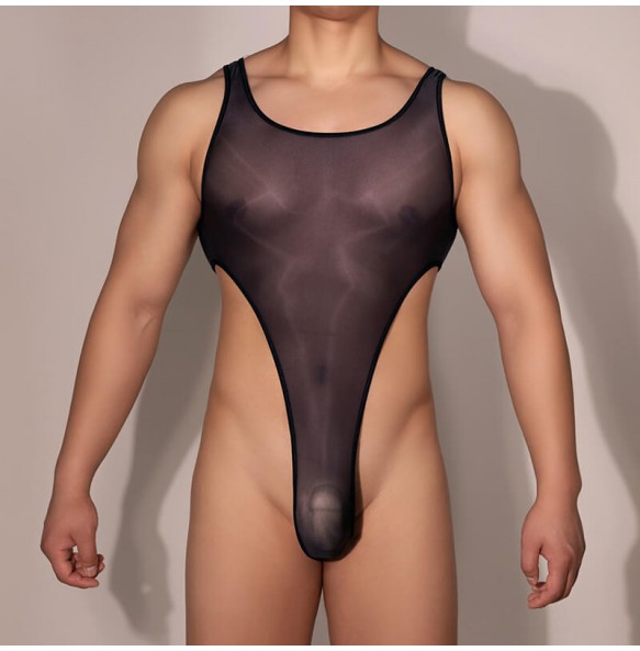 Feeetmoi - Men's Sheer Bodysuit (Black)